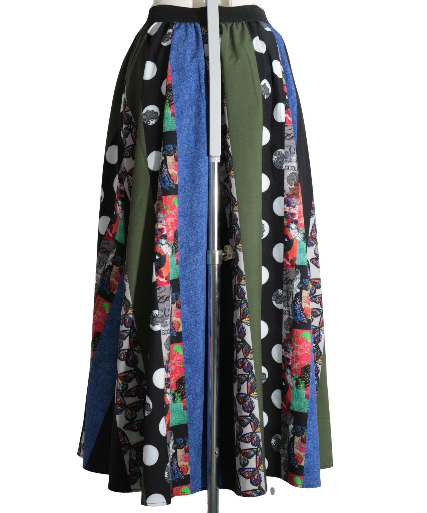 クーポン】【セール 30%OFF】宇宙・パッチワーク柄スカート