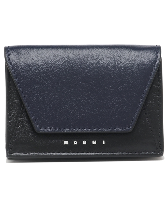 セール 26%OFF】マルニ 三つ折り財布 ミニ財布 ネイビー