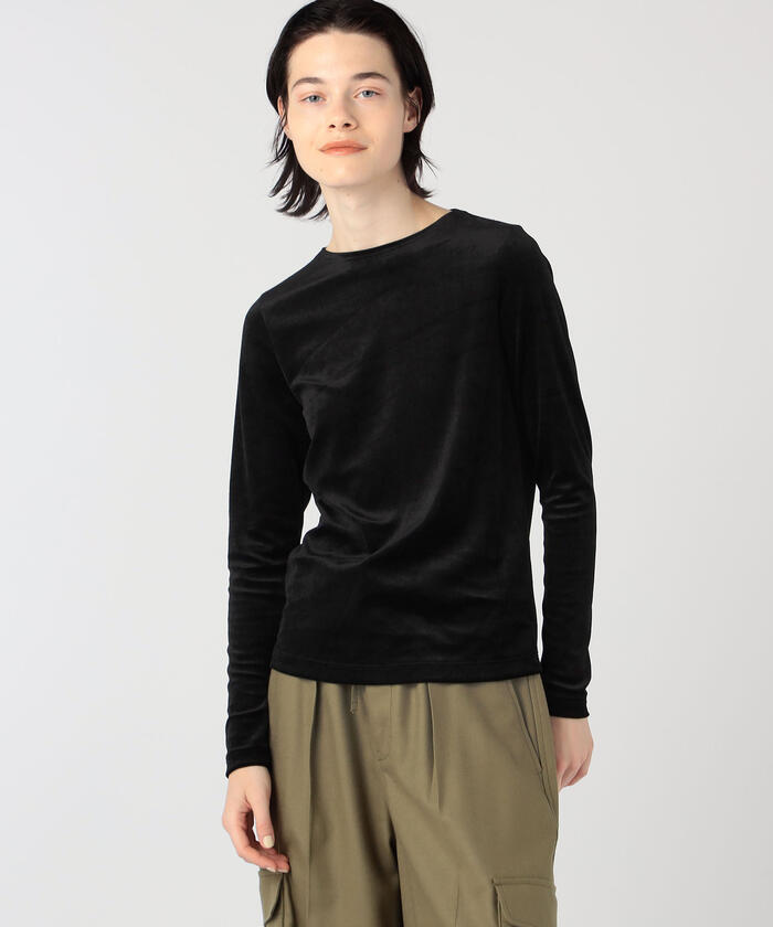 セール】レーヨンポリステルベルベット クルーネックプル