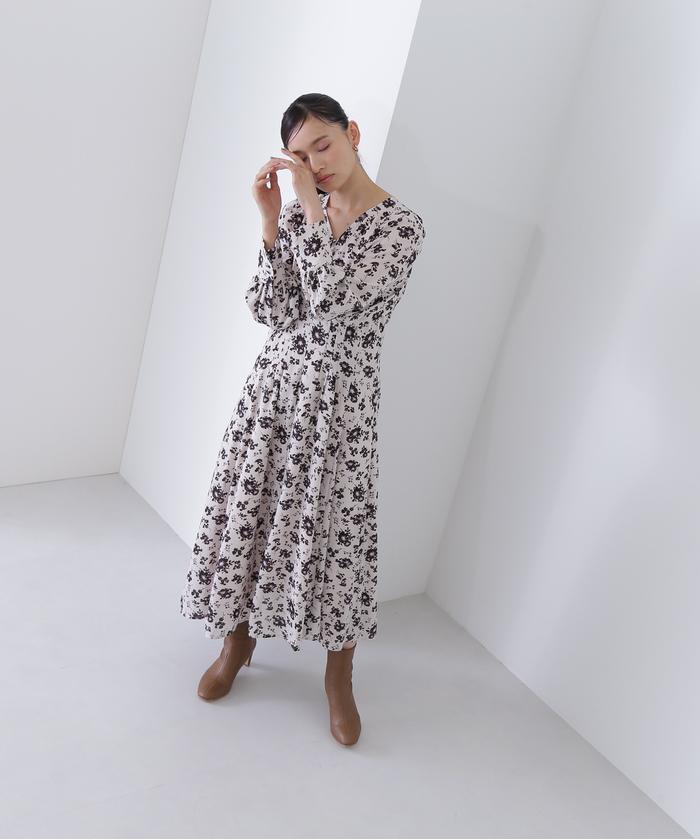 セール 60%OFF】ラインフラワープリントワンピース(504861819