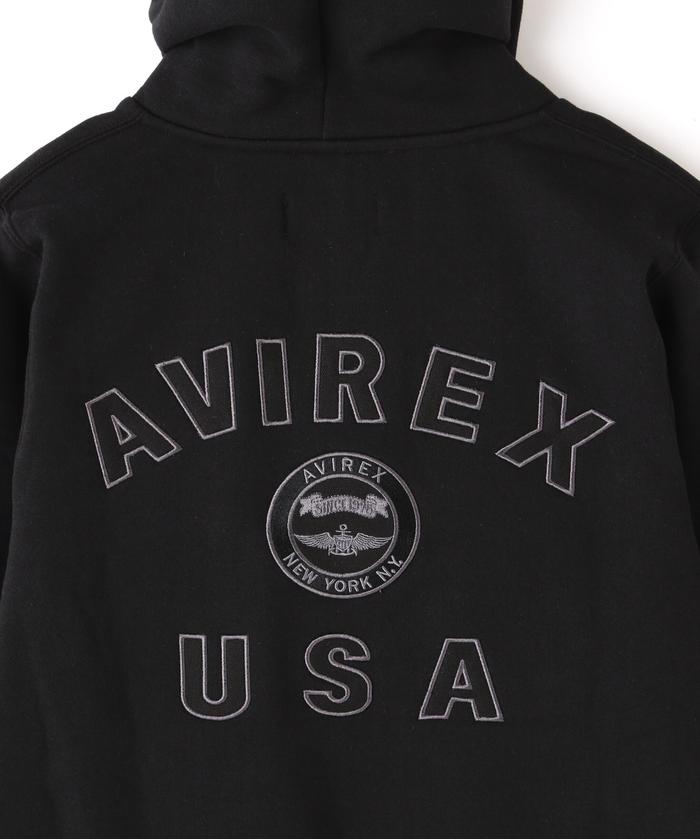 ◇AVIREX◇ Varsity Logo Sweat Parka Black アヴィレックス AVIREX VARSITY LOGO SWEAT ZIP UP PARKA /バー