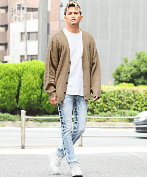 ラグスタイル LUXSTYLE モヘアライク起毛ニットカーディガン