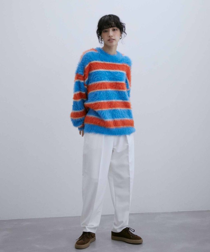 オーバーサイズ ナイロンファー ニット プルオーバー/ユニ