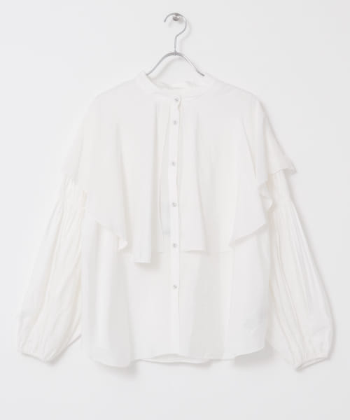 KBF - 新品♡KBF＊ボリュームスリーブシャツ ホワイト クーポン】【セール 30%OFF】ボリュームスリーブマントブラウス