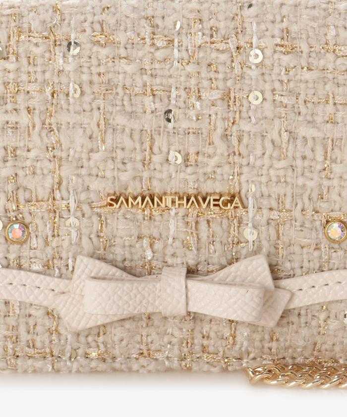 大人気!! SAMANTHAVEGA ソリッドリボンツイードパスケース ツイードソリッドリボンパスケース(505004161) | サマンサベガ
