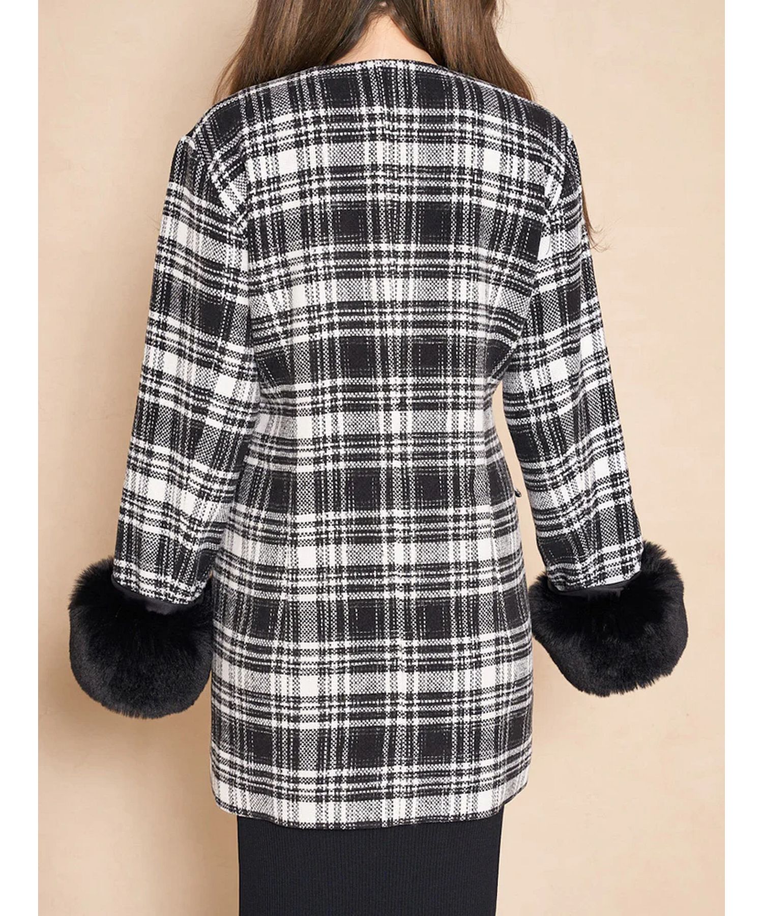 美品❤︎ダーリッチチェックコートフリーサイズブラック-