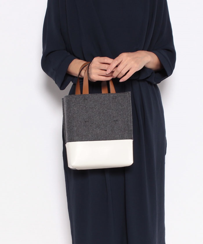 MARNI】マルニ ミニ フェルト＆レザー ショッピングバッグ