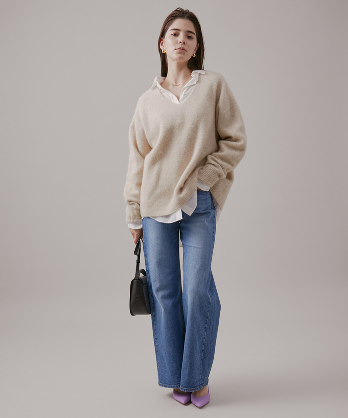 セール 30%OFF】チャイニーズラクーンウールVネックニット