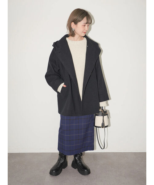 セール 50%OFF】フーディーコクーンコート(505021896 セール 50%OFF】フーディーコクーンコート(505021896
