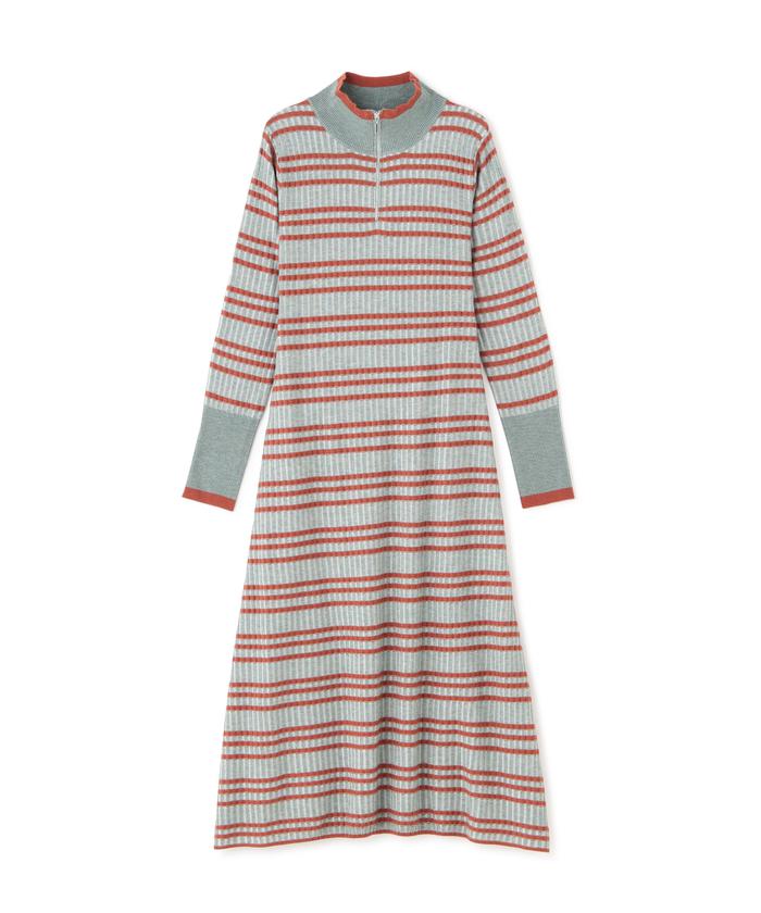 セール 50%OFF】ハーフジップボーダーリブワンピース(505013817