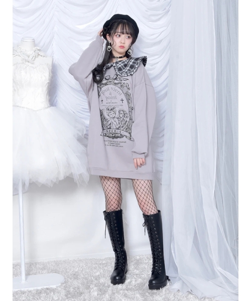 ノエミー NOEMIE 裏起毛チェック襟エンジェルチュニック