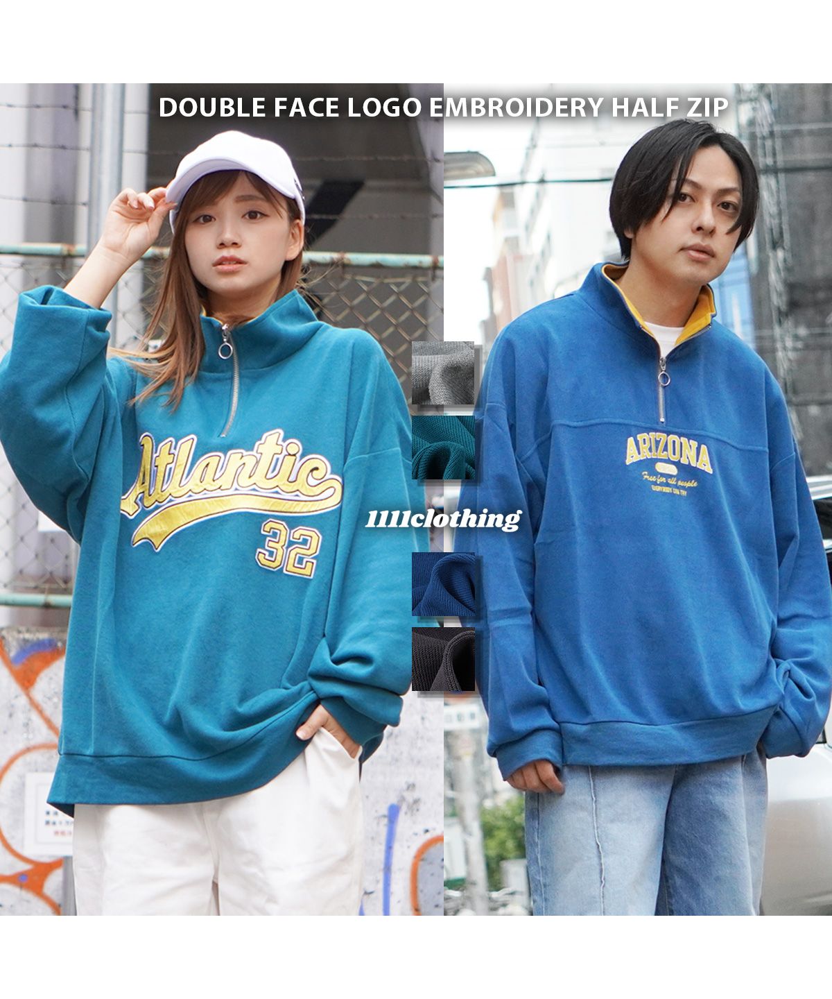 ワンフォークロージング 1111clothing ハーフジップ メンズ