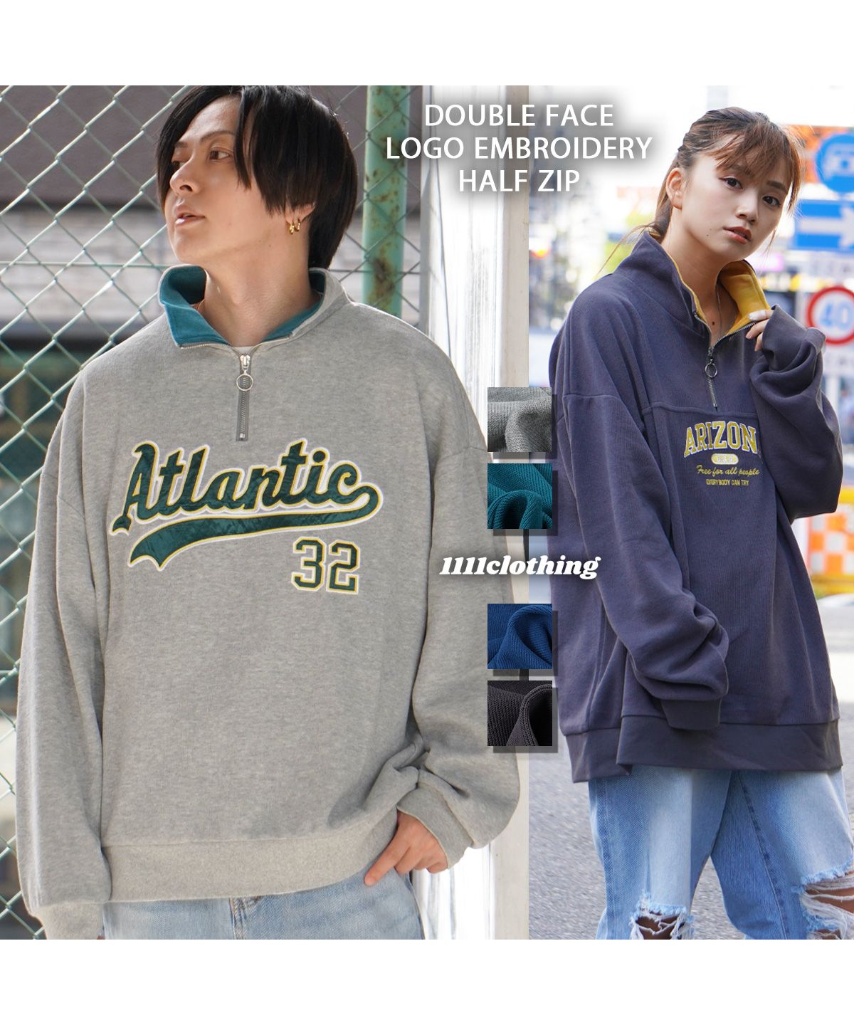 ワンフォークロージング 1111clothing ハーフジップ メンズ ワンフォークロージング 1111clothing ハーフジップ メンズ