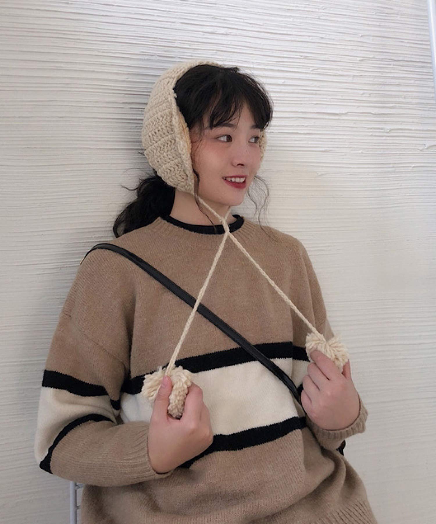 耳あて イヤーマフラー ポンポン ニット ma 【即納】 耳当て イヤマフ