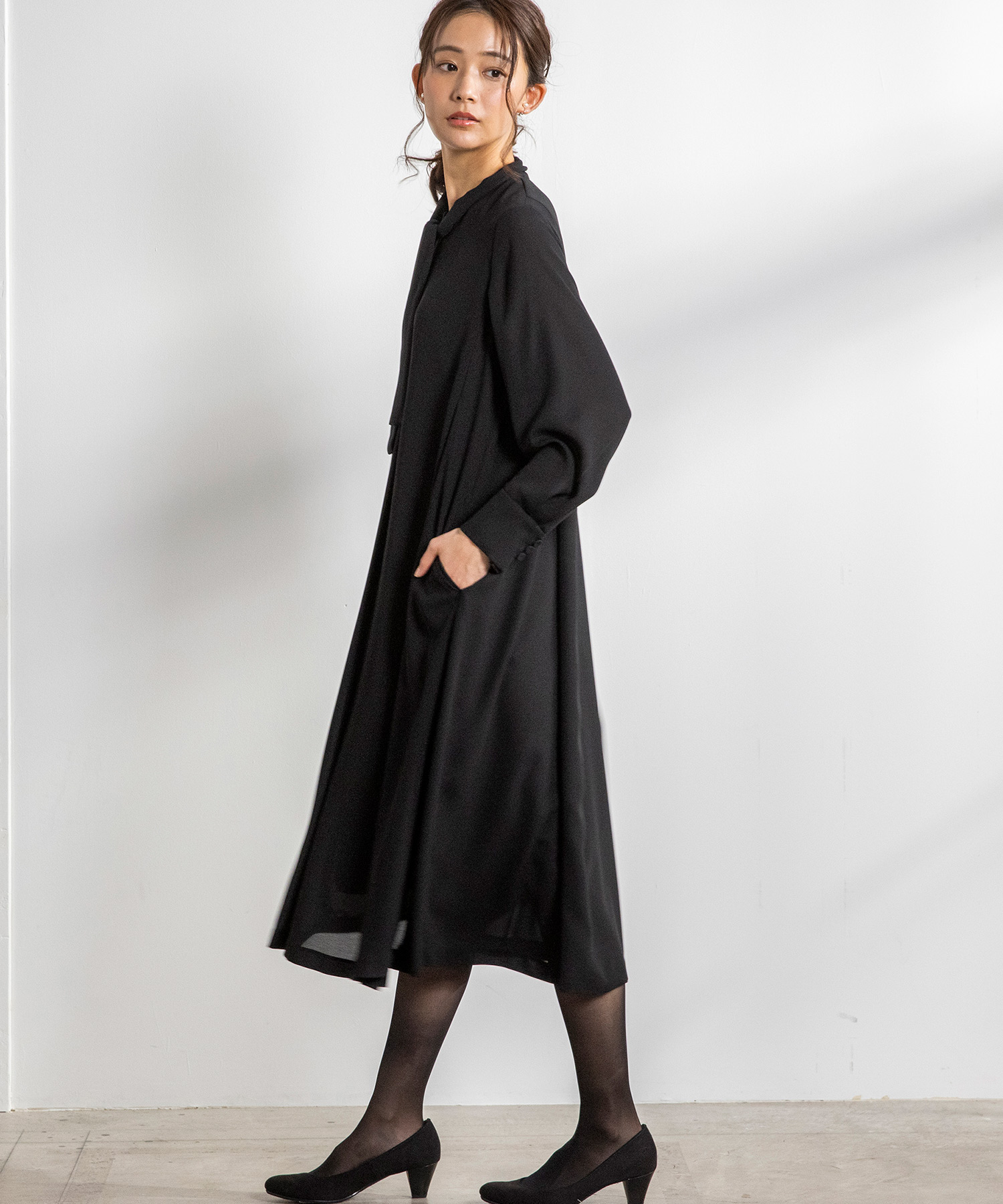 フォルムフォルマ form forma 【喪服】【洗える】ボウタイ付きブラウス(単品) /卒業式（卒園式）入学式（入園式）七五三・お宮参り （ブラック フォルムフォルマ form forma 【喪服】【洗える】ボウタイ付き