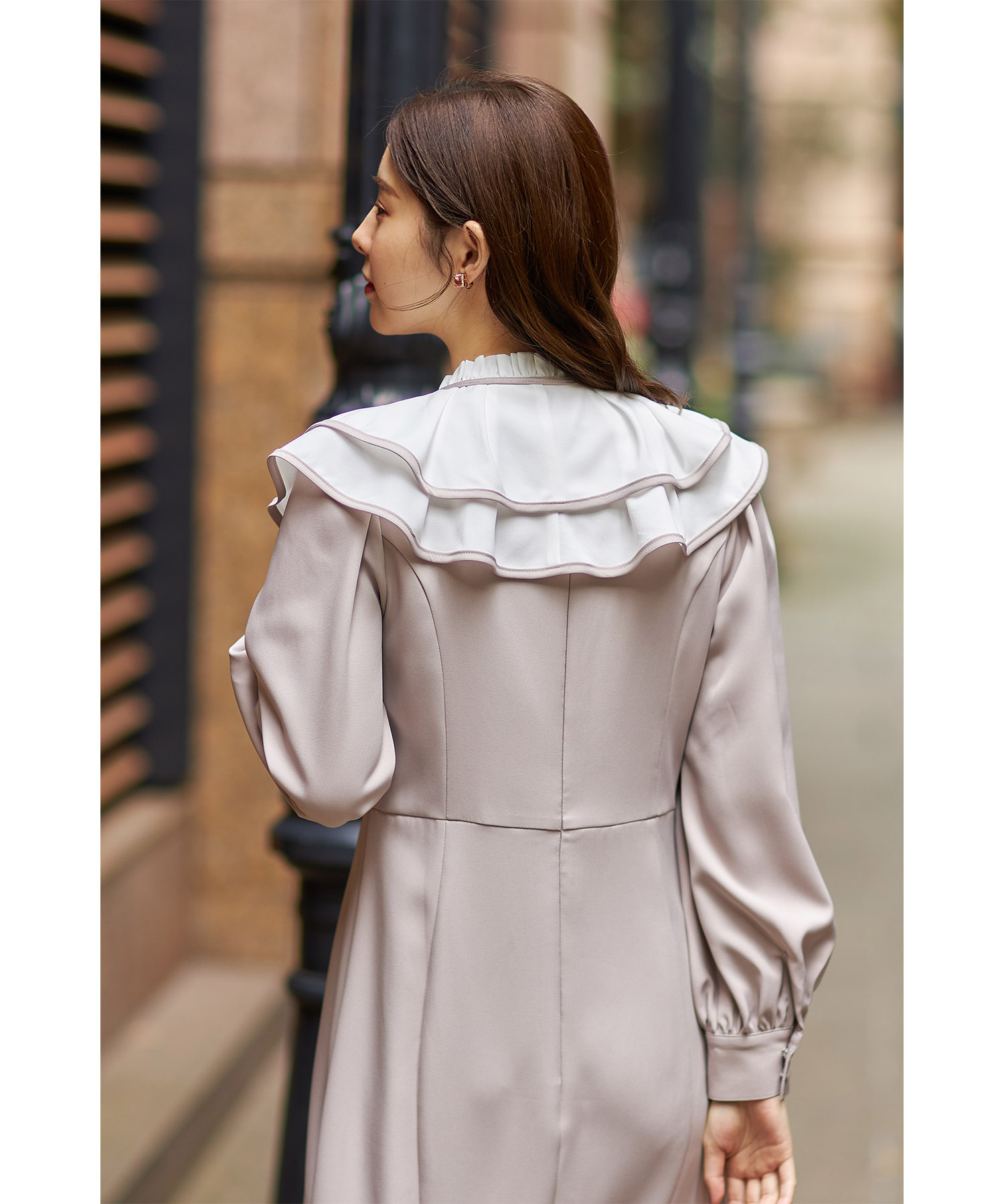 ケープ付き コート ワンピース 2way フリル リボン Aライン 韓国 セール】トッコクローゼット tocco closet 2WAYリボン×フリル