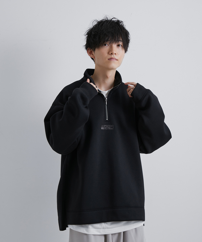 セール】【Alpinus×JUNRed】ワンポイントハーフジップスウェット