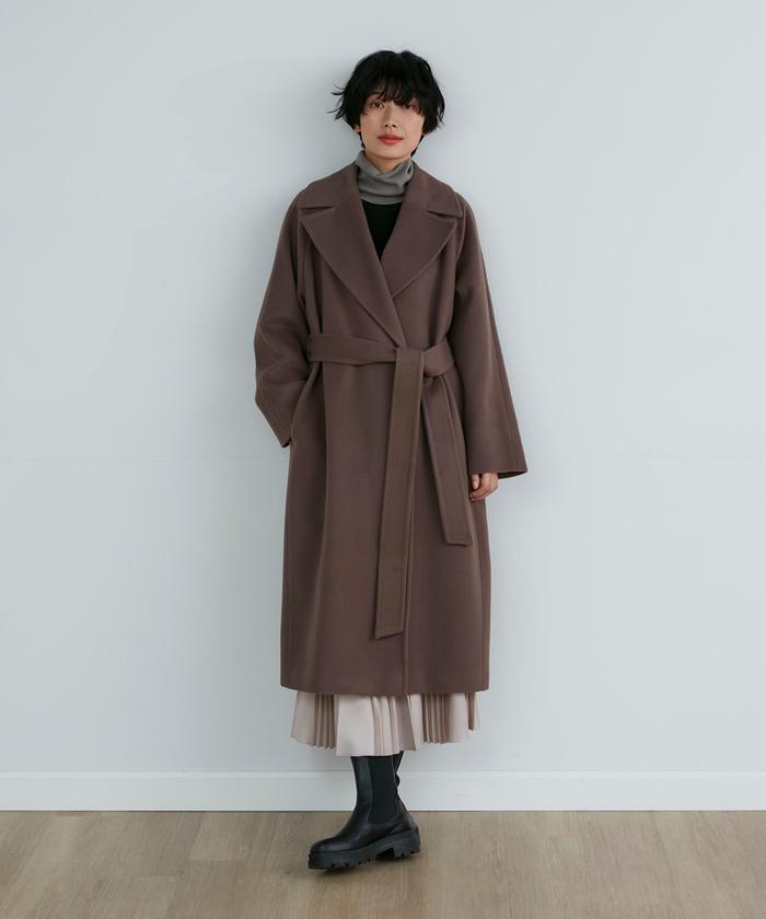 セール 50%OFF】ベルテッドラップコート(505039607) | イネド セール 50%OFF】ベルテッドラップコート(505039607) | イネド