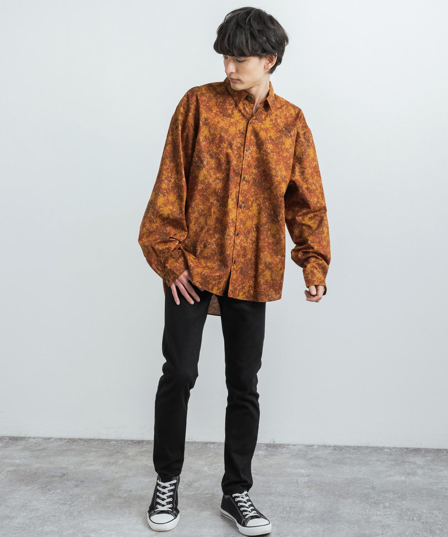 ロッキーモンロー Rocky Monroe 総柄シャツ 長袖 バルーン