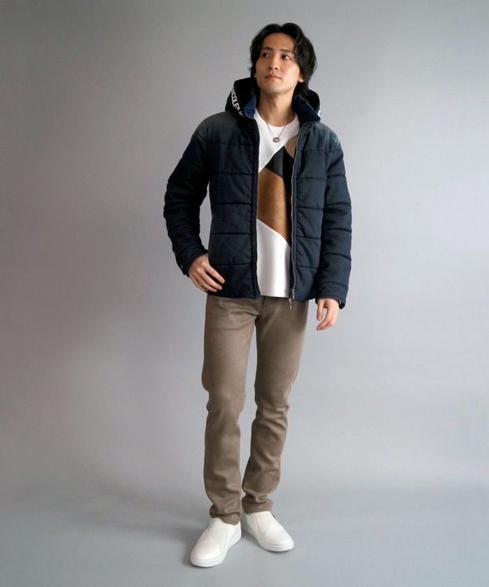 NICOLE CLUB FOR MEN アラカルト デニムダウンライクブルゾン セール】アラカルトデニム ダウンライクブルゾン(504956784