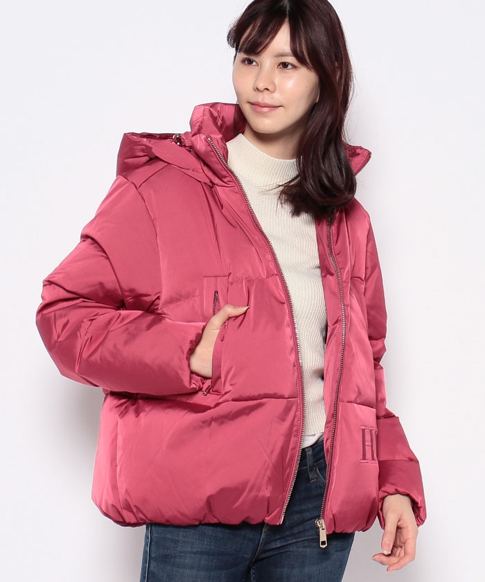 クーポン】【セール 50%OFF】サテンダウンフーデッドジャケット
