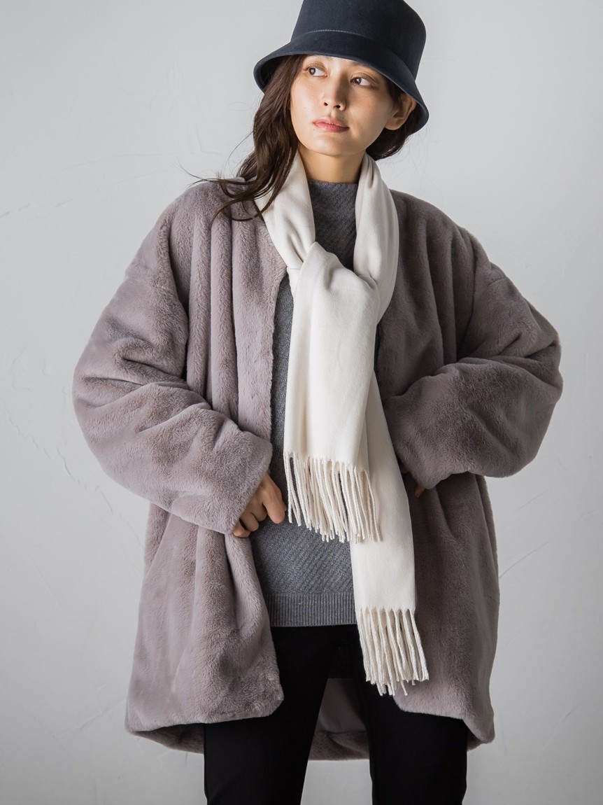 新品　メイソングレイ　ファー付きダウンコート メイソングレイ☆リアルファーダウン☆ネイビー☆