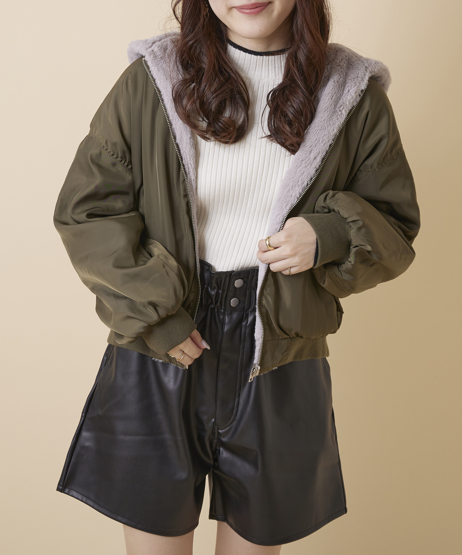 クーポン】【セール 50%OFF】MA1Xファーリバーシブルブルゾン