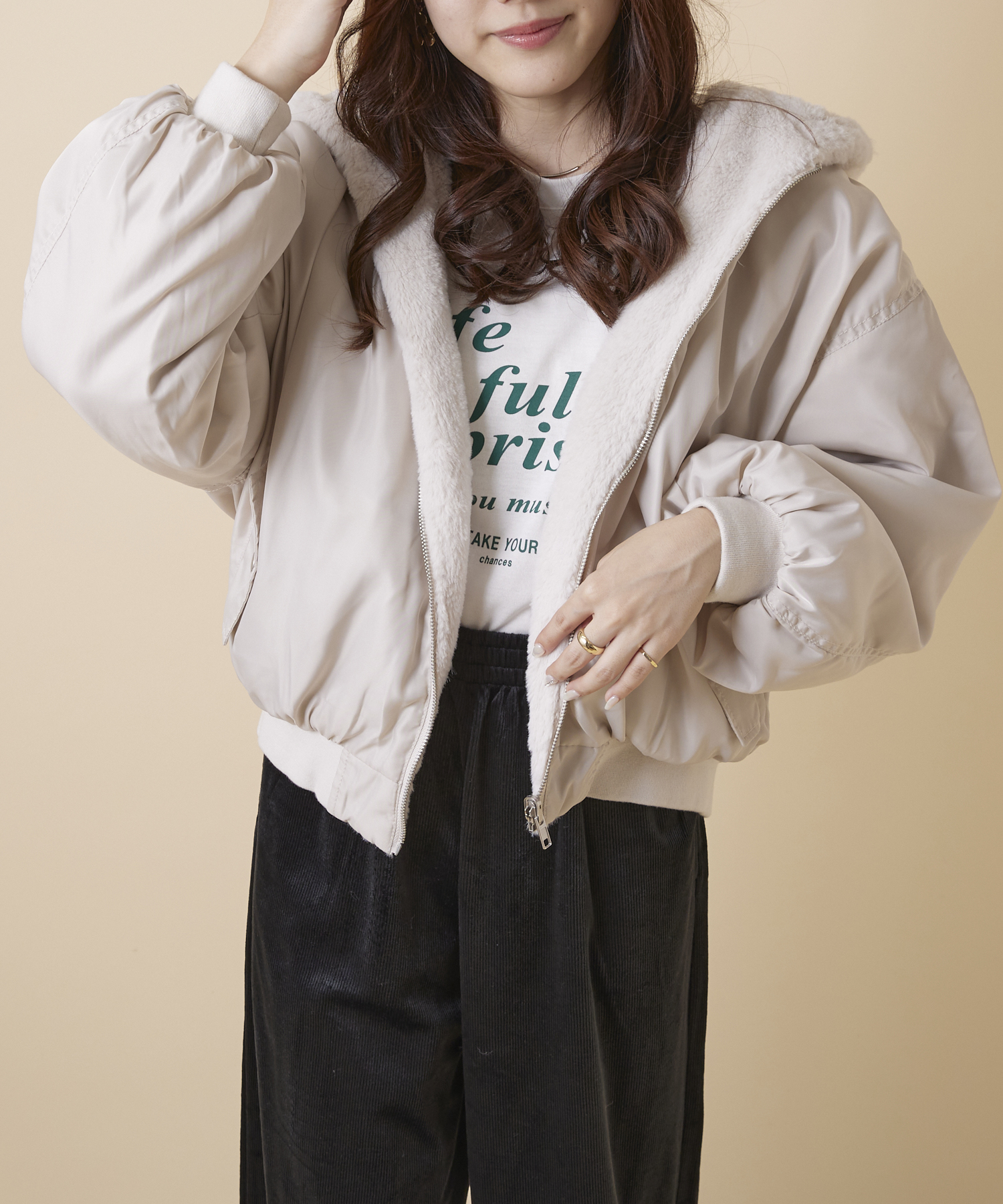 OLIVE des OLIVE ファー ジャケット グレー ピンク OLIVE des OLIVE ファー ジャケット グレー ピンク
