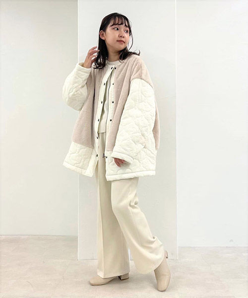 【国内即発送】 セール 30%OFF】【好評につき新色追加！】ファー×キルトコート ジャケット・アウター