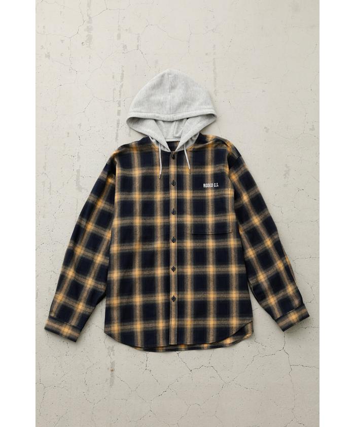 セール 50%OFF】フード付きオンブレーチェックシャツ(504927448