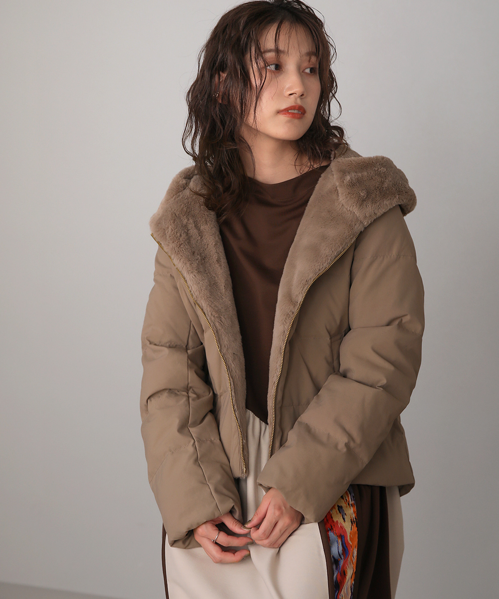 美品 Bou jeloud ブージュルード ダウンコート ファー付き
