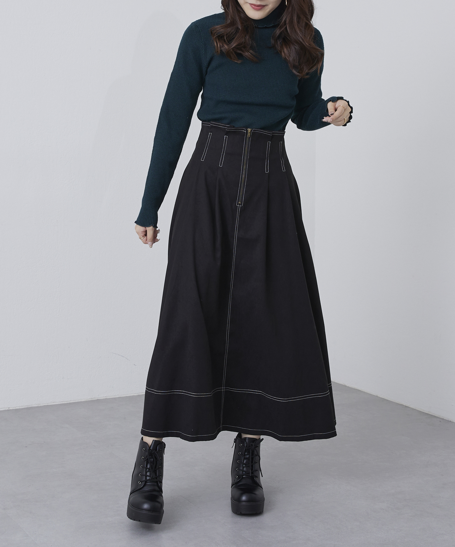 ドッグデプト 配色ステッチ　　　　　　　スエットスカート　上下　フリーサイズ WOMEN】配色ステッチスウェットスカート