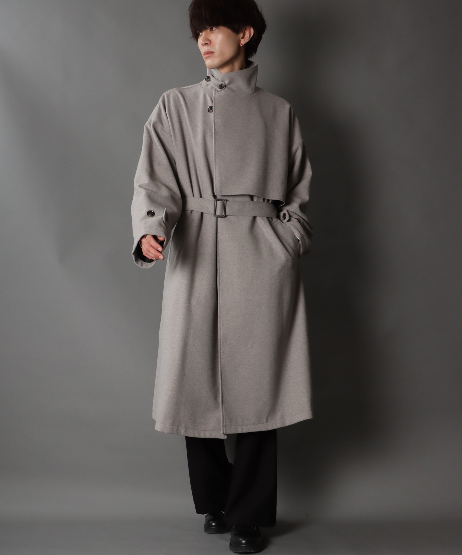 セール】【SITRY】over size wool stand long coat/オーバーサイズ