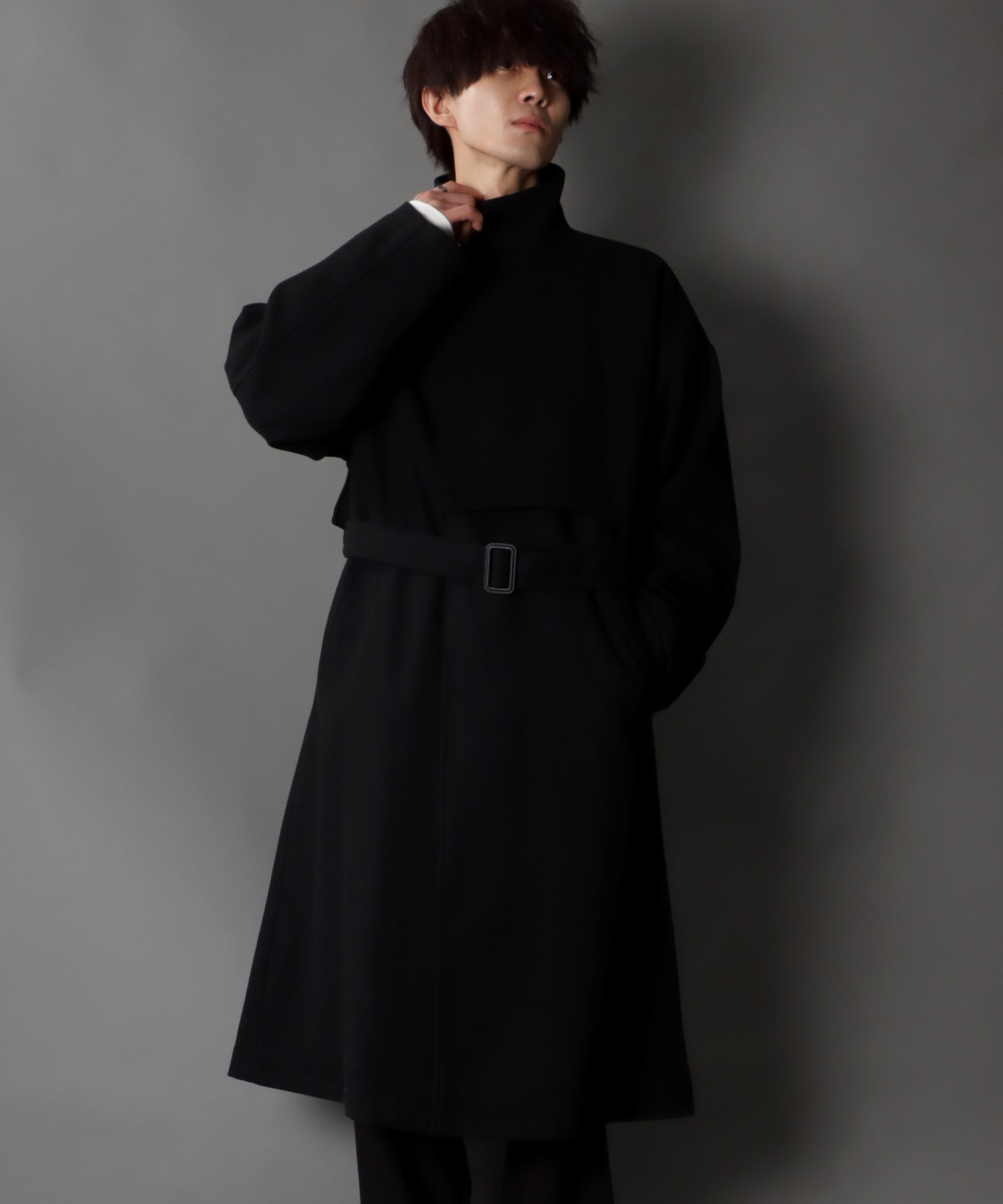 セール】【SITRY】over size wool stand long coat/オーバーサイズ