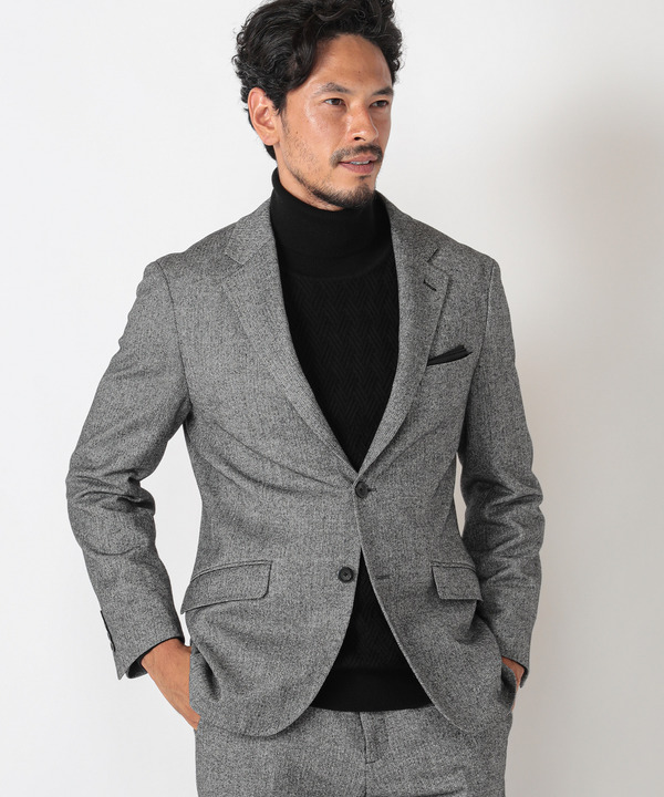 ヘリンボーンジャケット セール 50%OFF】カシミヤ混クラシカルヘリンボーン テーラード