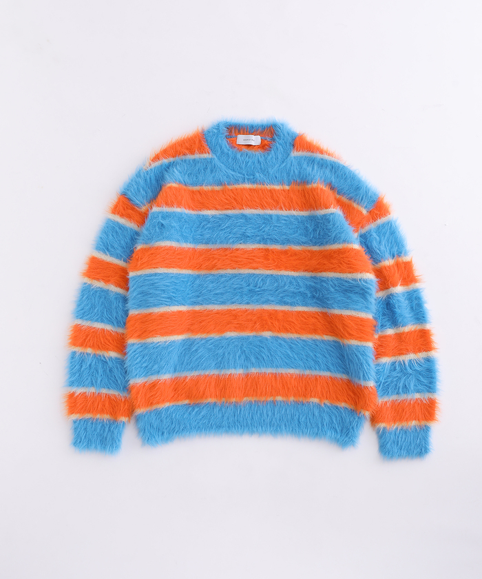 ADAM ET ROPE' オーバーサイズ ナイロンファー ニット プルオーバー ADAM ET ROPE'（アダムエロペ）の「オーバーサイズ ナイロン