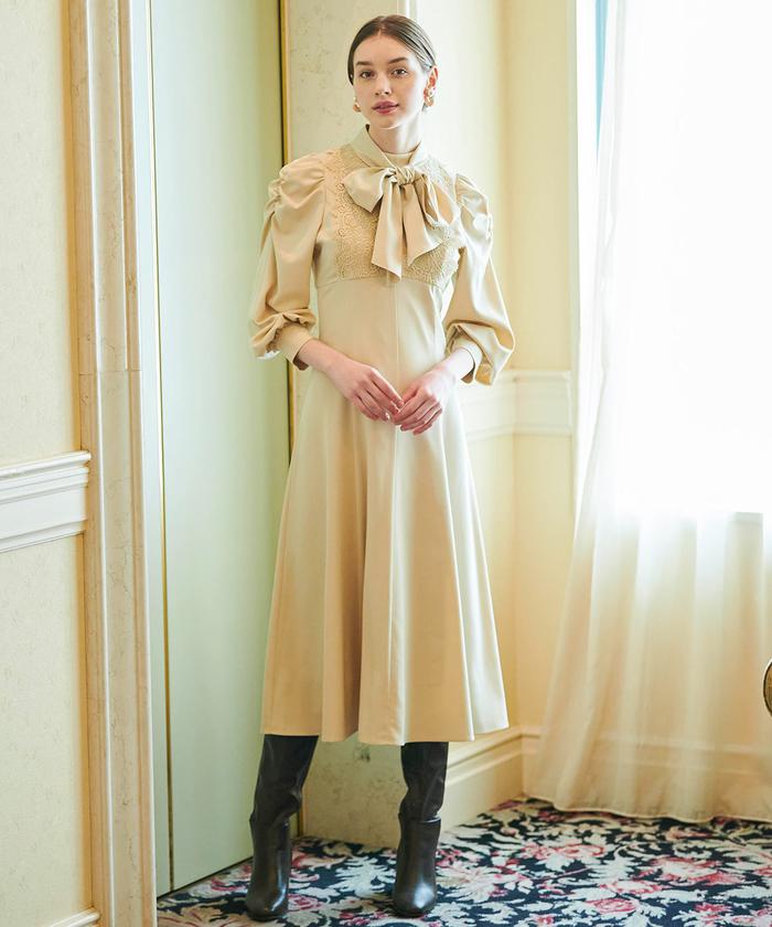 ◆sandro PARIS◆ボウタイ レース ミニワンピース 2　601E 前身レースボウタイワンピース(505076299) | AND COUTURE(AND