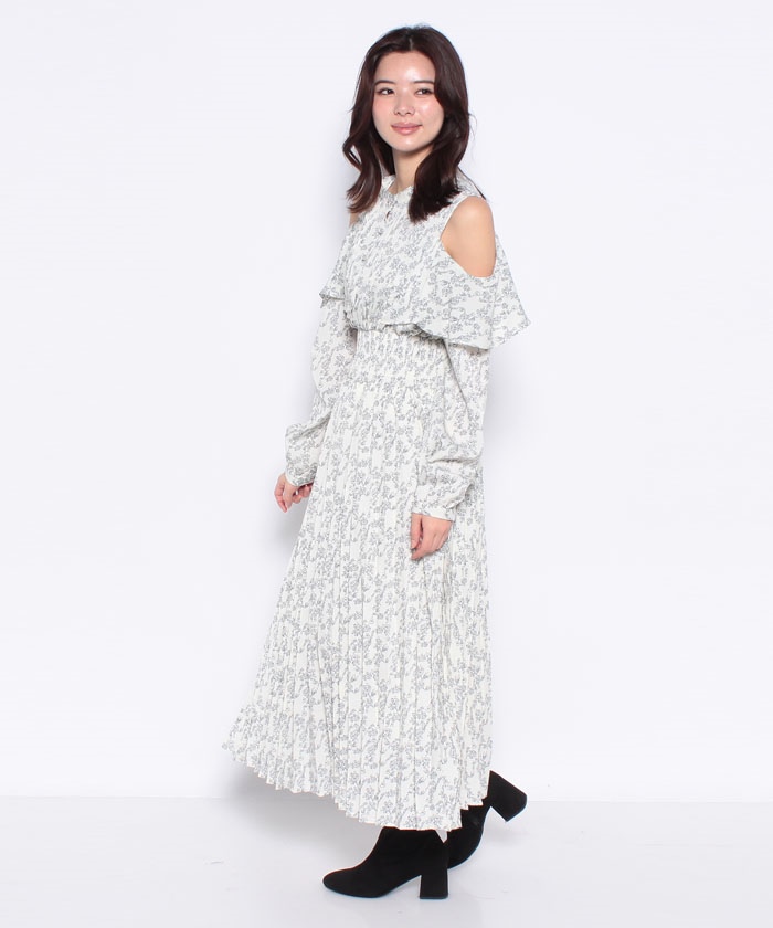 【DKNY】ミディ丈プリーツワンピース セール】 ジョーゼットプリーツワンピース （ロング・マキシ丈