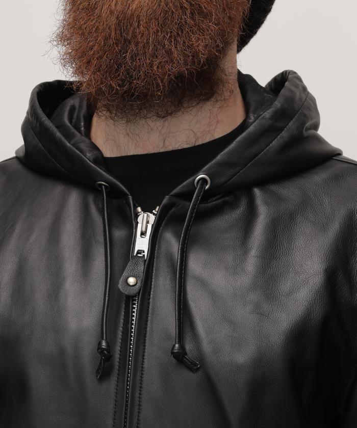 『DIESEL』 フェイクレザー　パーカー　黒　フルジップ　入手困難　【M】 セール 30%OFF】LEATHER FULLZIP PARKA/レザー フルジップ