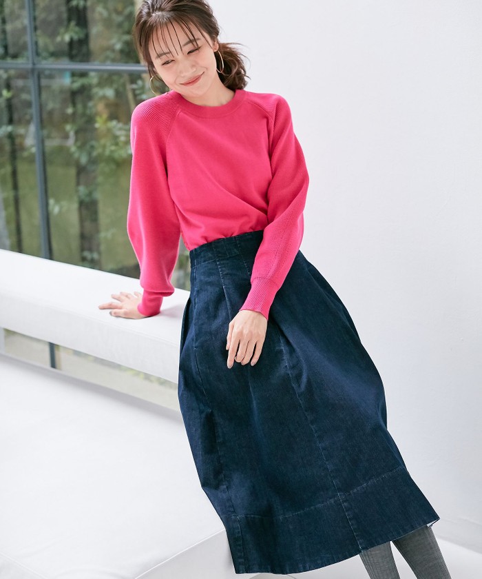 セール 30%OFF】【ウエストゴム仕様】ライトデニムフレア