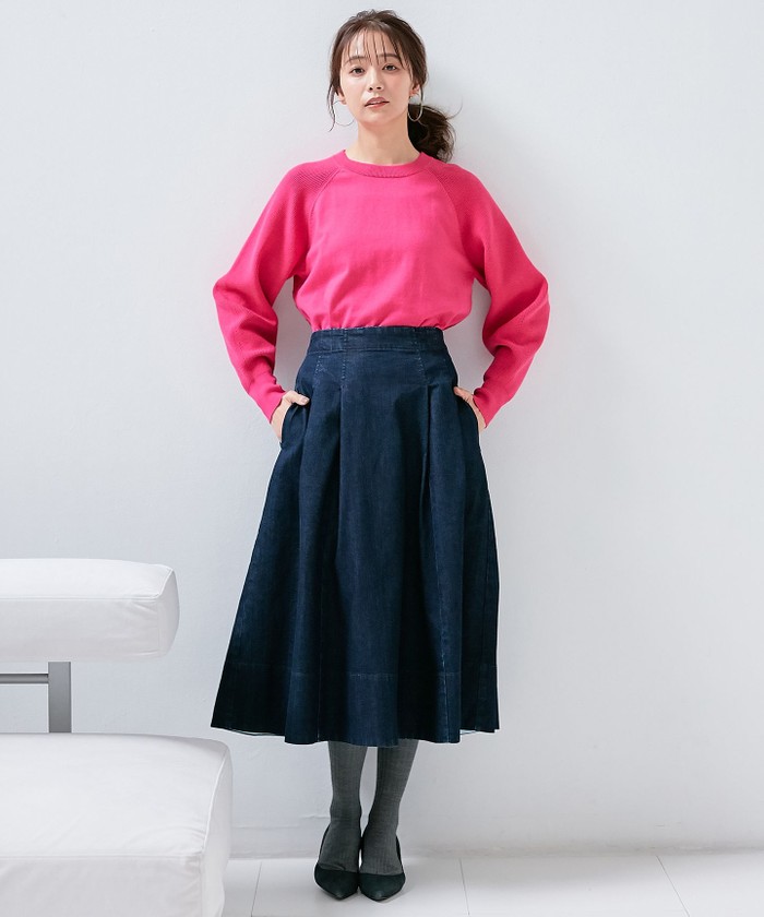 セール 30%OFF】【ウエストゴム仕様】ライトデニムフレア