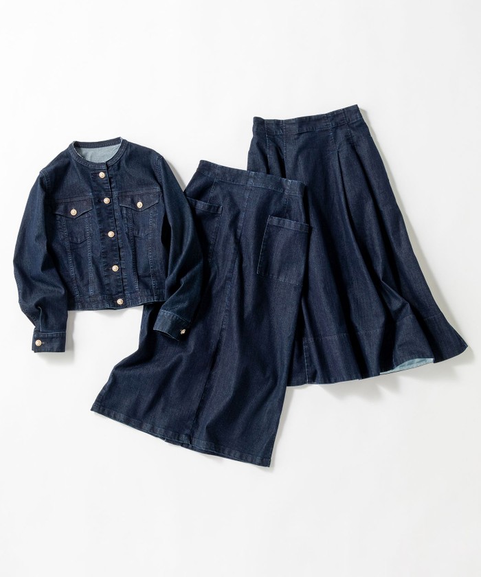 セール 30%OFF】【ウエストゴム仕様】ライトデニムフレア