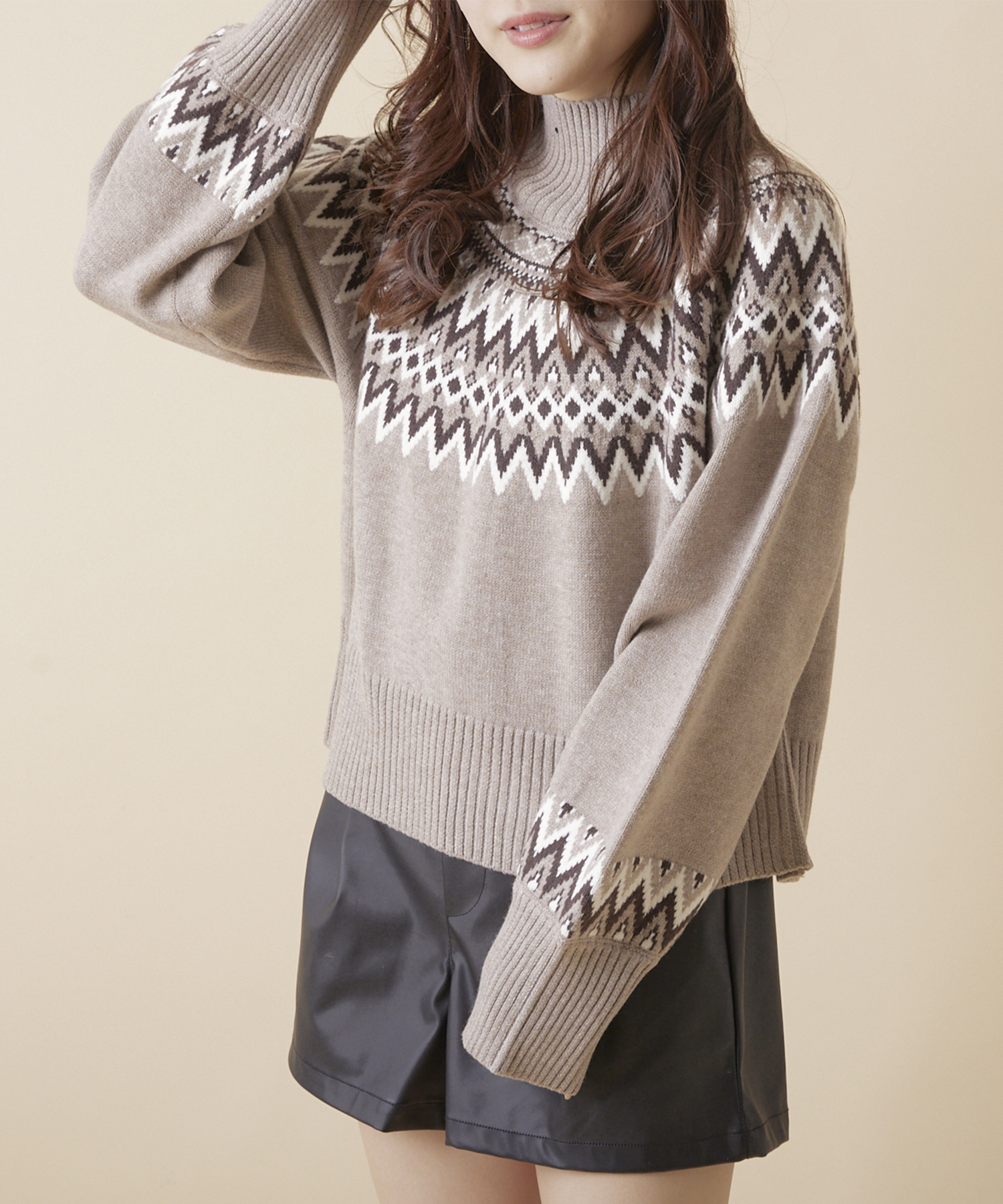 オリーブ・デ・オリーブ画面！ クーポン】【セール 27%OFF】求心柄ショート丈プルオーバー