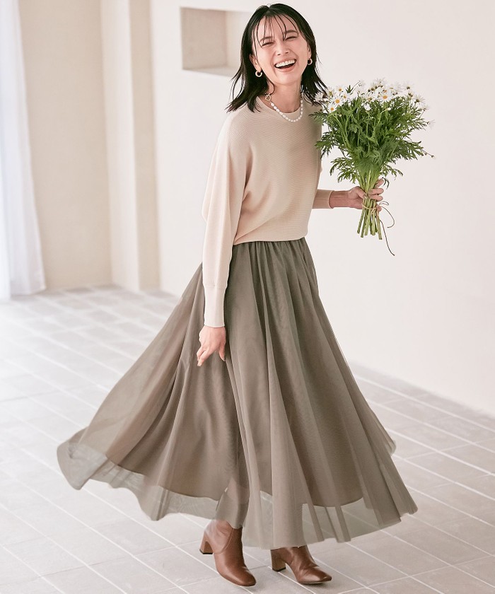セール 20%OFF】【WEB限定/洗える】エアリーチュール スカート