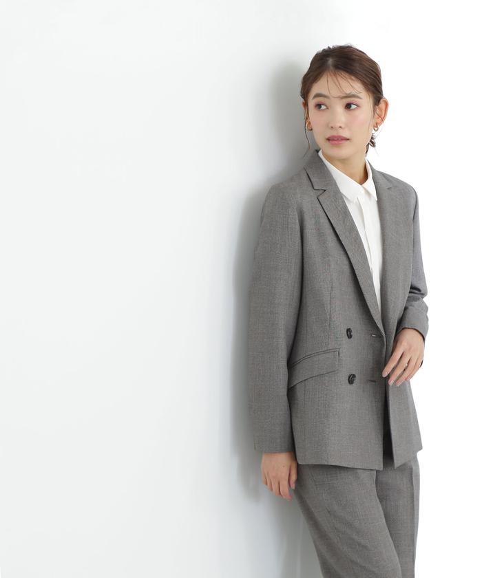 セール】<シャークスキンセットアップシリーズ>ダブルブレスト