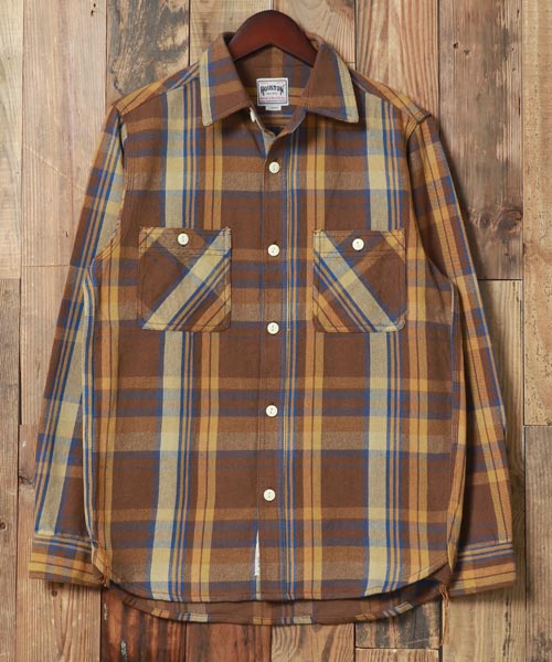 【WAREHOUSE】 ウエアハウス フランネルワークシャツ 長袖シャツ (L) WAREHOUSE ウェアハウス ロングホーンタイプ 長袖 フランネル