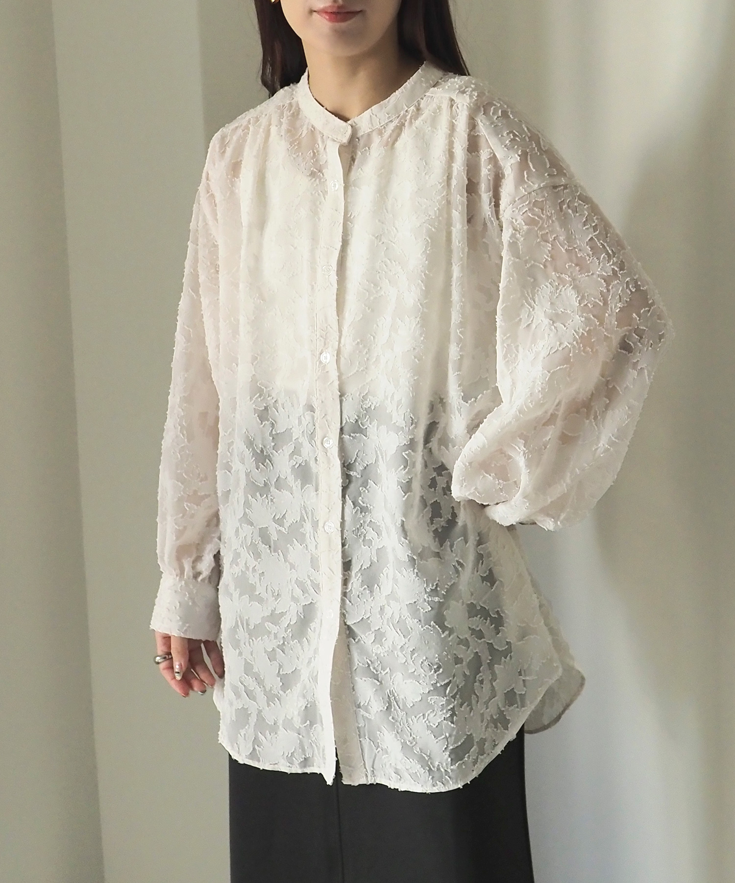 花柄シアージャガードブラウス(505101995) | リベリー(Riberry