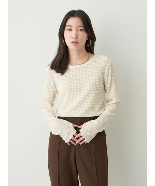 セール 68%OFF】シアーギンガムクルーネックプルオーバー