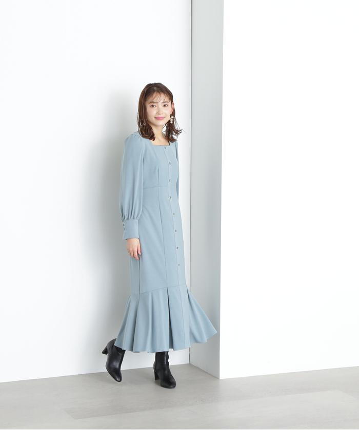 サイズ豊富◇Sea Level◇Essentialsスクエアーネックワンピース スクエアネックシアースリーブワンピース【洗濯機洗い可