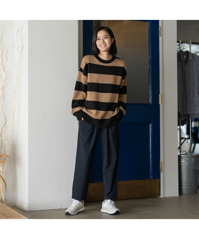 クーポン】【セール 50%OFF】バルキーボーダークルーニット